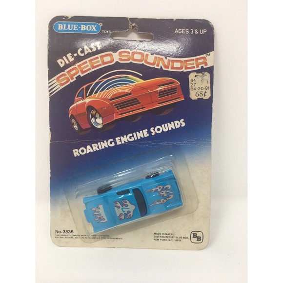 NIP Vintage Blue Box Speed Sounder Die Cast Blue Flame Car #3536 Macau NEW 1974 - Picture 1 of 12